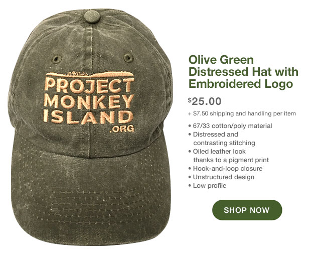 Olive Green Distressed Pigment Hat with Embroidered Logo, $25.00 +s&h